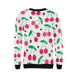 cherry pattern white background Women's Crew Neck Sweatshirt