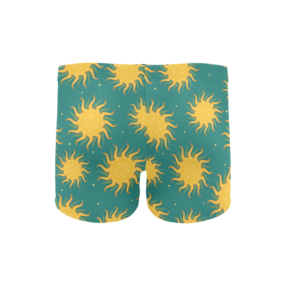 Sun green background Men's Swimming Trunks