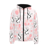 Cute panda ballon heart pattern Men's Padded Hooded Jacket