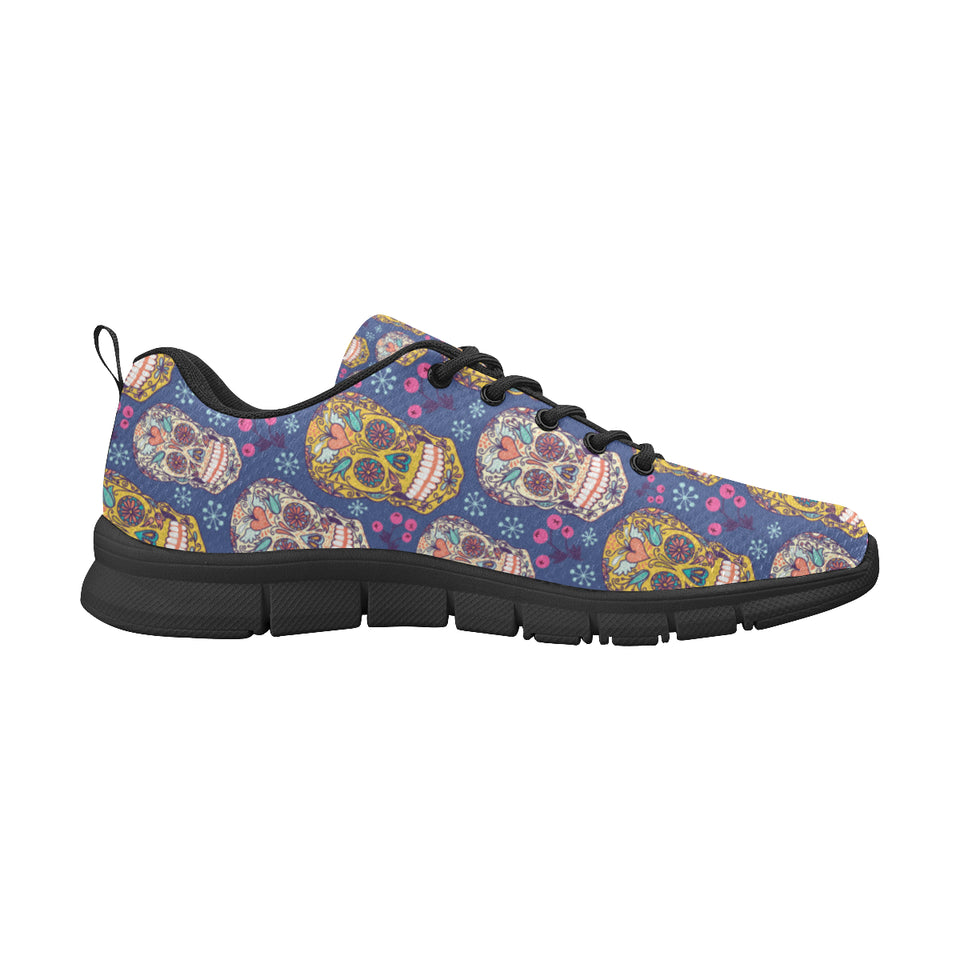 Sugar skull flower pattern Women's Sneaker Shoes