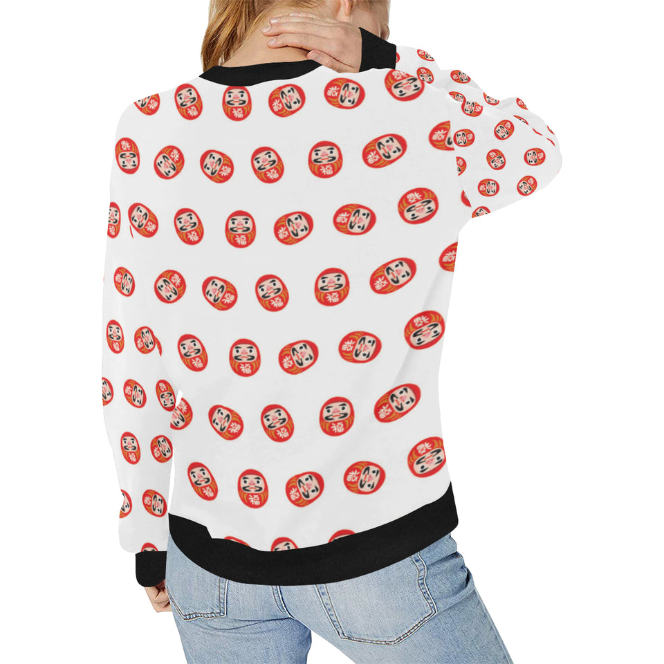 Daruma japanese wooden doll pattern Women's Crew Neck Sweatshirt
