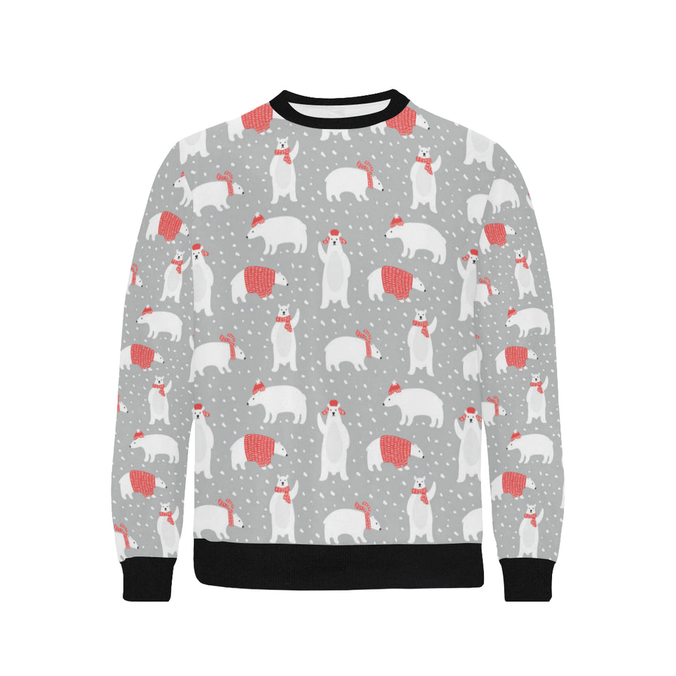 Cute polar bear christmas snow pattern Men's Crew Neck Sweatshirt