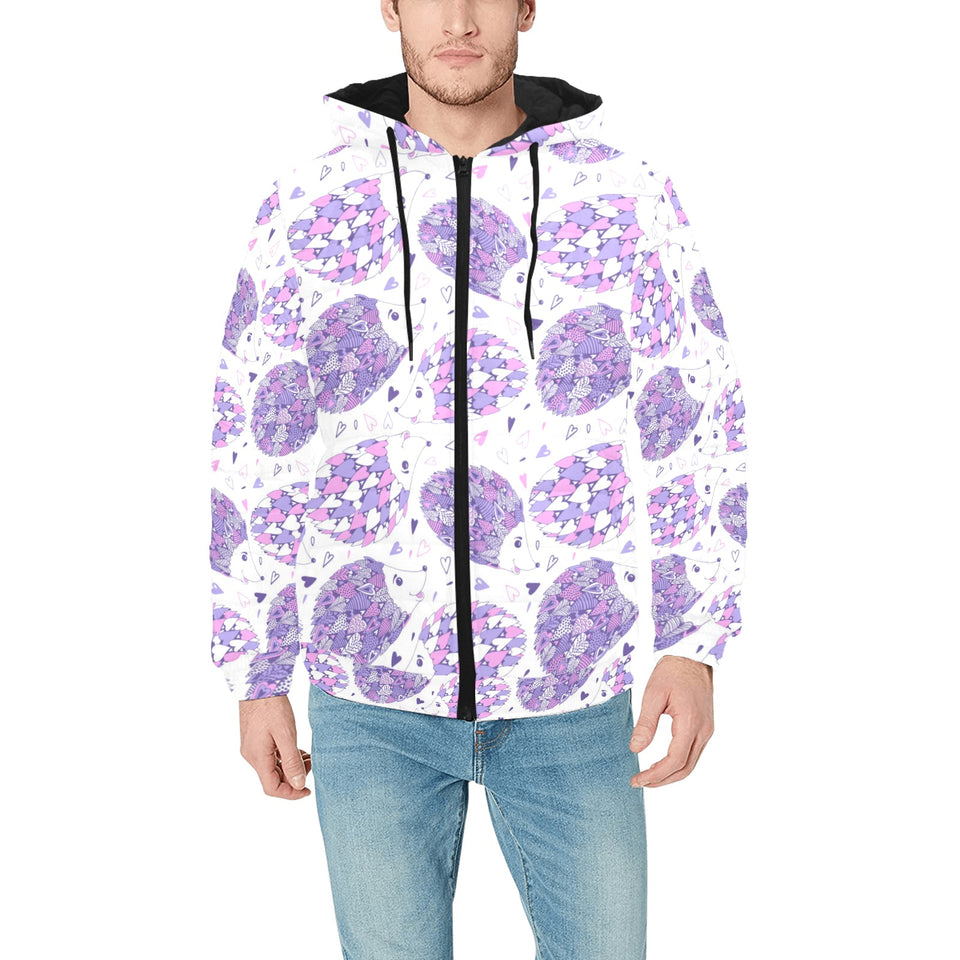 Hedgehog Pattern Print Design 05 Men's Padded Hooded Jacket