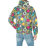 Gear Pattern Print Design 03 Men's Padded Hooded Jacket