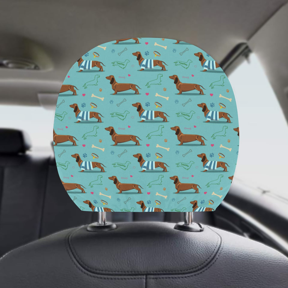 Dachshund decorative background Car Headrest Cover