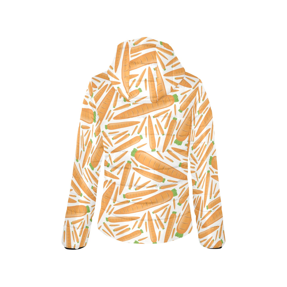 Carrot Pattern Print Design 02 Women's Padded Hooded Jacket