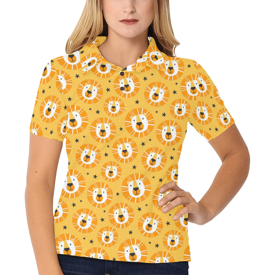 Lion Pattern Print Design 03 Women's All Over Print Polo Shirt