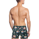 Cute sloths sleeping christmas ball santa hat patt Men's Swimming Trunks
