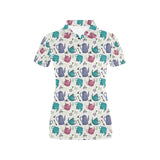 Tea pots Pattern Print Design 05 Women's All Over Print Polo Shirt