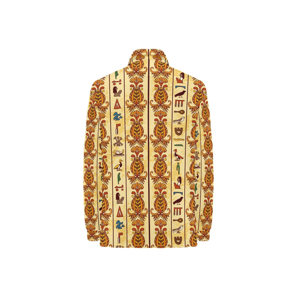 Egypt Hieroglyphics Pattern Print Design 04 Women's Long Sleeve Polo Shirt