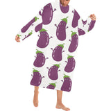 Eggplant Pattern Print Design 01 Blanket Robe with Sleeves