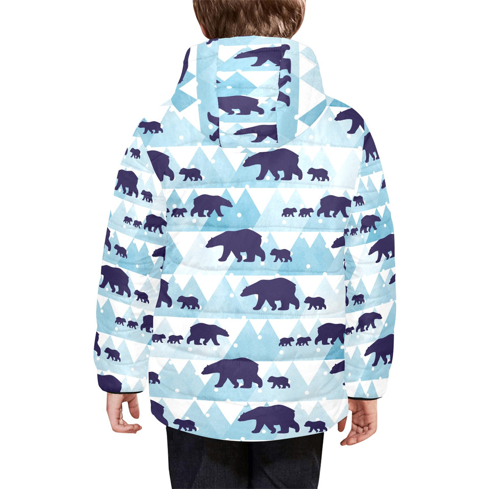 polar bear winter snow pattern Kids' Boys' Girls' Padded Hooded Jacket