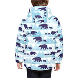 polar bear winter snow pattern Kids' Boys' Girls' Padded Hooded Jacket