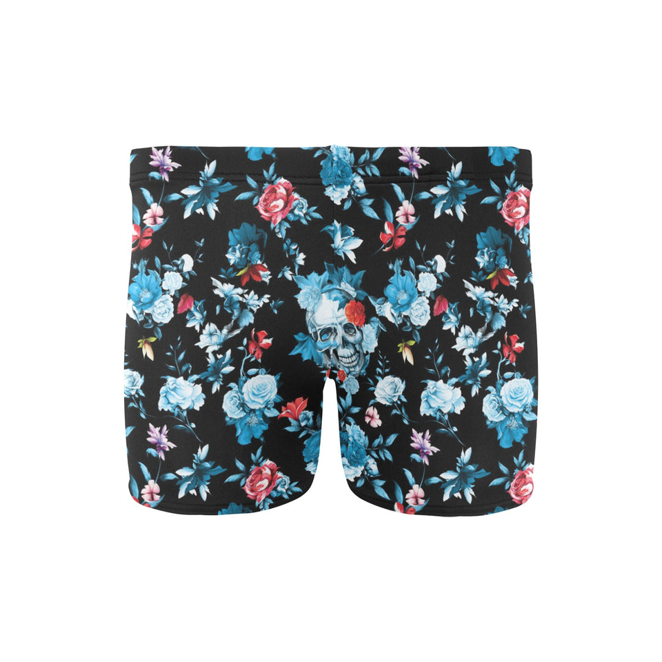 Skull flower roses leave pattern Men's Swimming Trunks