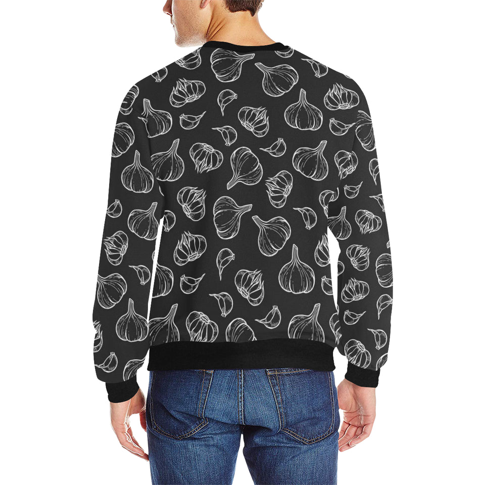Garlic pattern black background Men's Crew Neck Sweatshirt