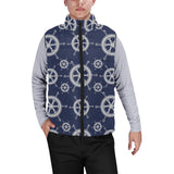 nautical steering wheel design pattern Men's Padded Vest