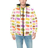 Hippopotamus Pattern Print Design 01 Men's Padded Hooded Jacket