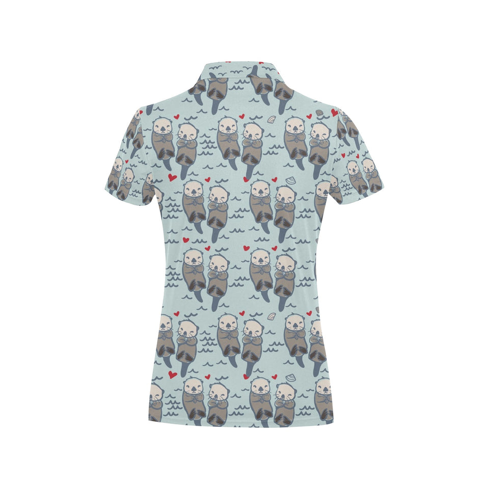 Lovely Sea Otter Pattern Women's All Over Print Polo Shirt
