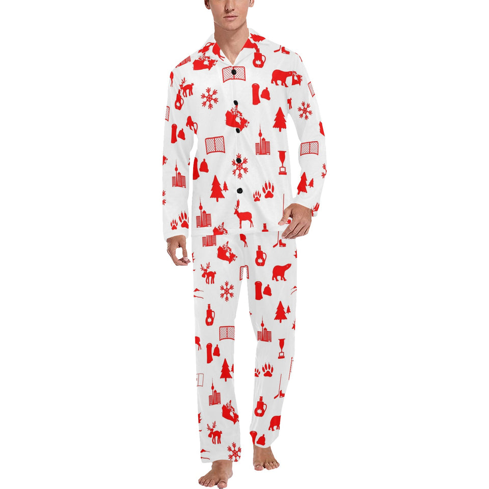 Canada Pattern Print Design 04 Men's Long Pajama Set