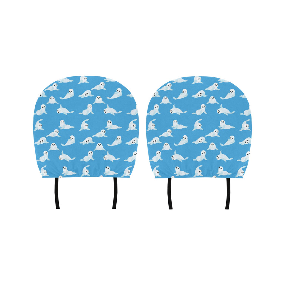 Cute sea lion seal pattern background Car Headrest Cover