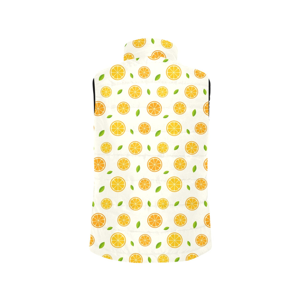 oranges leaves pattern Men's Padded Vest