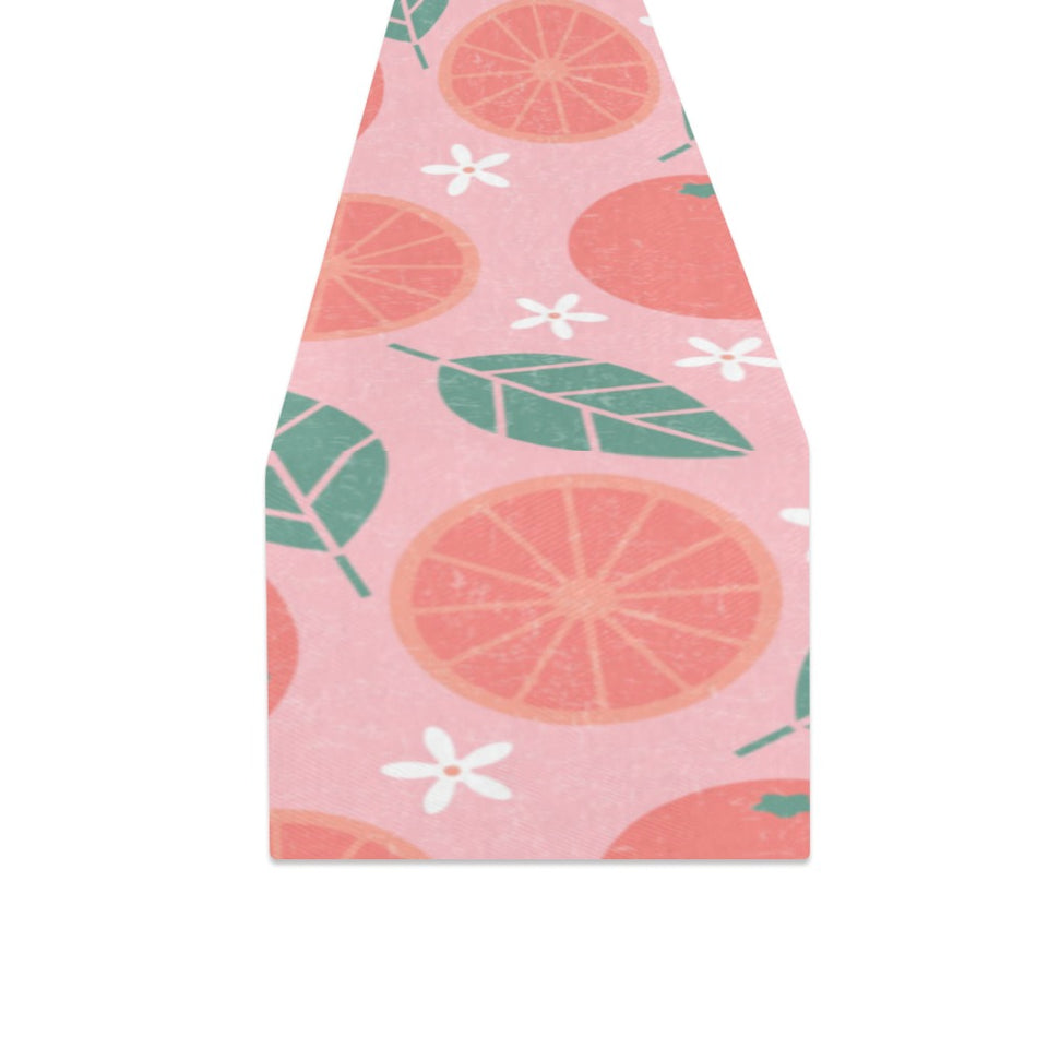 Grapefruit leaves flower pink background Table Runner