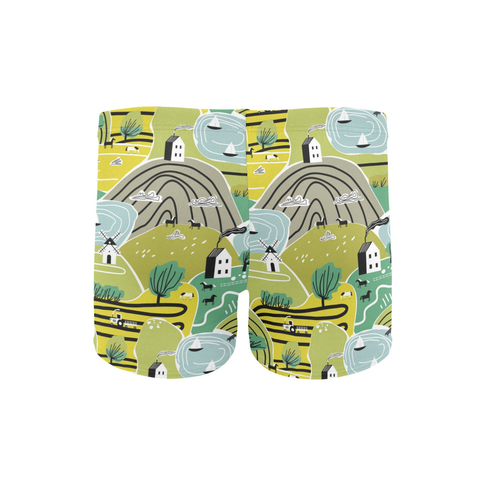 Hand drawn windmill pattern Men's Swimming Trunks