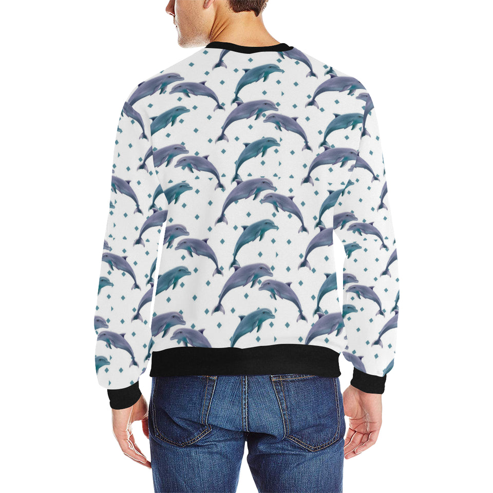 Dolphins pattern dotted background Men's Crew Neck Sweatshirt
