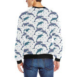 Dolphins pattern dotted background Men's Crew Neck Sweatshirt