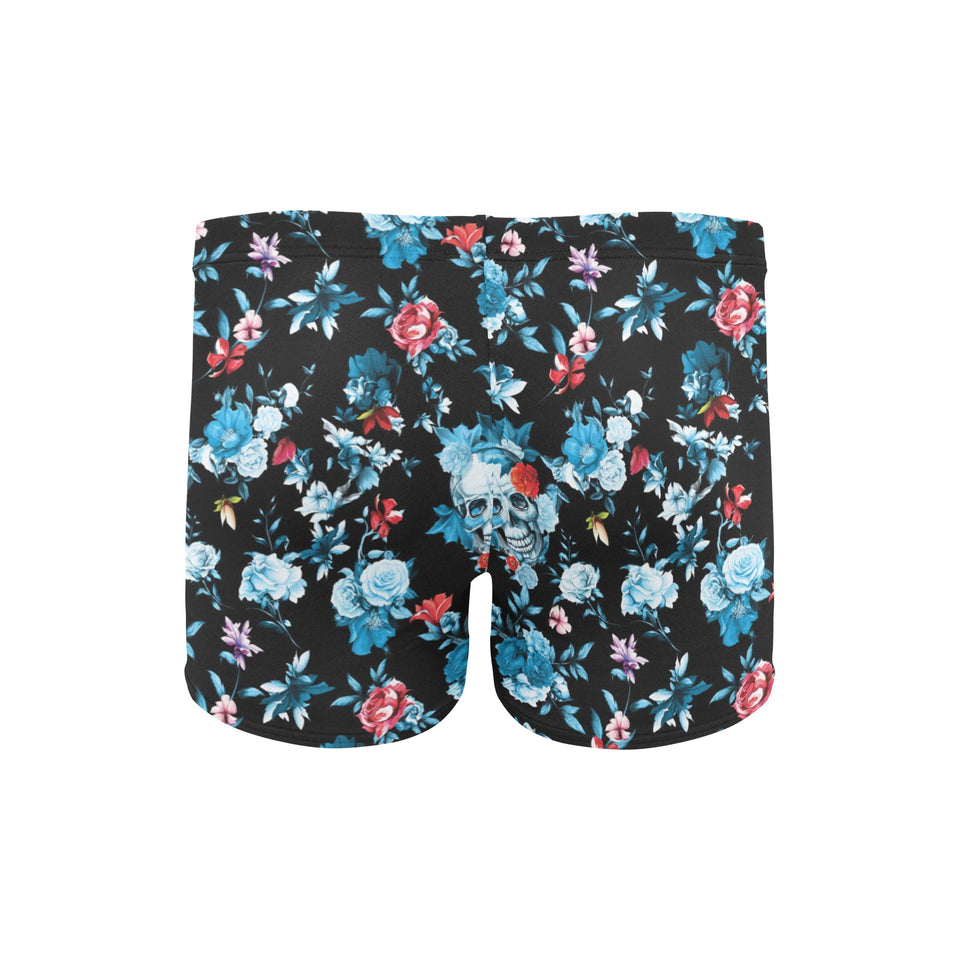 Skull flower roses leave pattern Men's Swimming Trunks