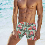 Beautiful flamingo tropical palm leaves hibiscus p Men's Swimming Trunks