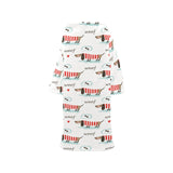 Cute dachshund bone pattern Blanket Robe with Sleeves