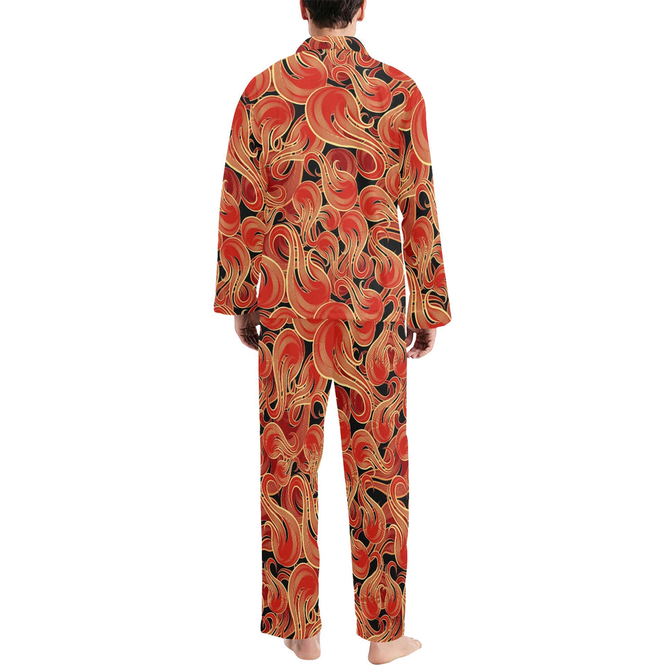 Fire flame pattern Men's Long Pajama Set
