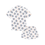 Hedgehog Pattern Print Design 04 Kids' Boys' Girls' V-Neck Short Pajama Set
