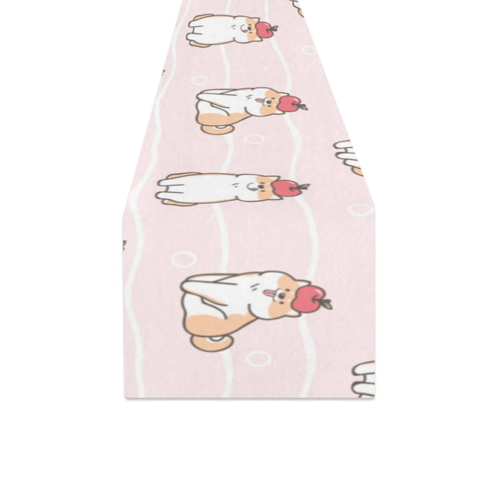 Cute Shiba Inu Dog Apple pattern Table Runner