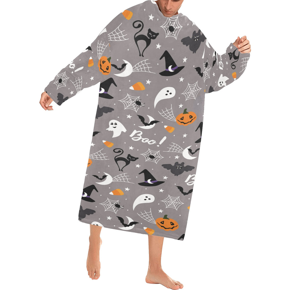 Halloween design pattern Blanket Robe with Sleeves