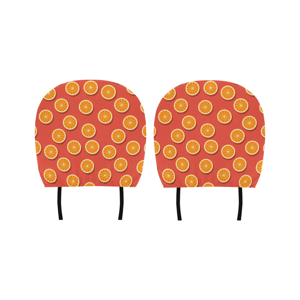 Oranges pattern red background Car Headrest Cover