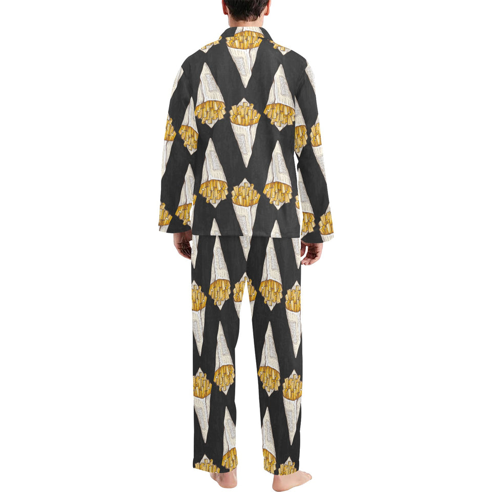 French fries dark background Men's Long Pajama Set