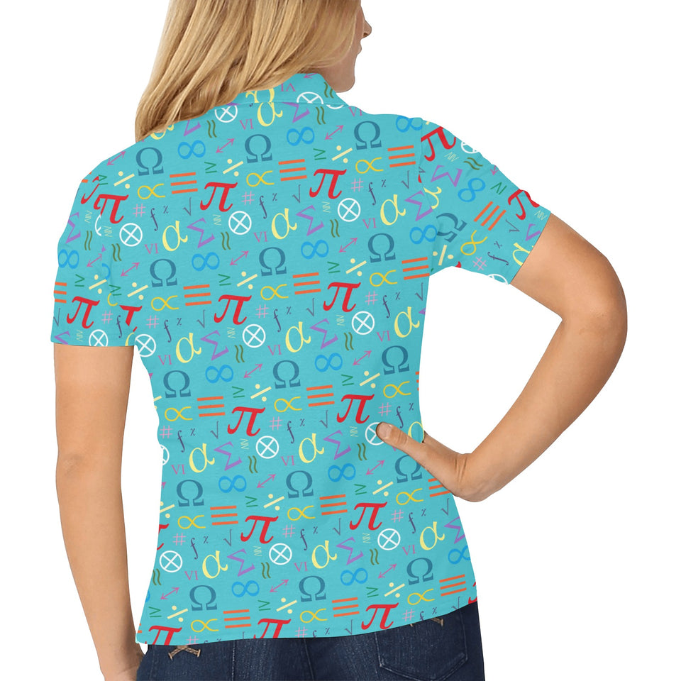 Math Pattern Print Design 02 Women's All Over Print Polo Shirt