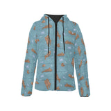Sea otters pattern Women's Padded Hooded Jacket