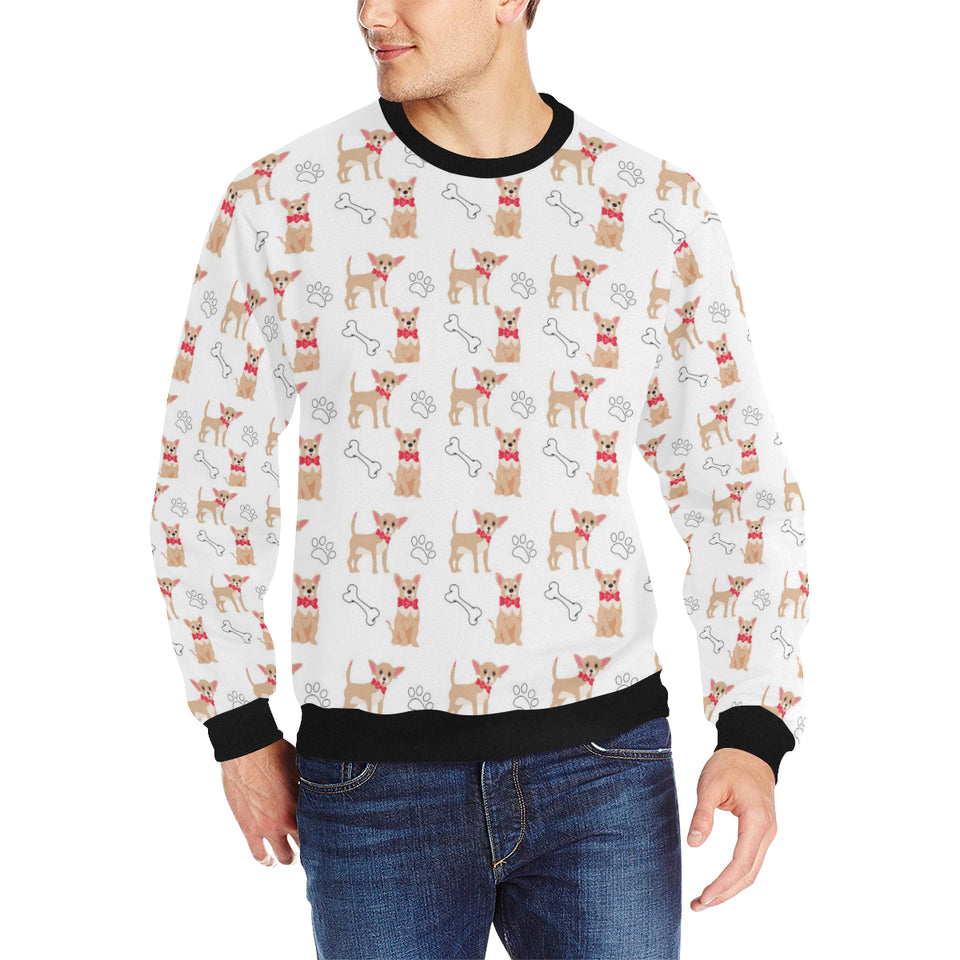 Chihuahua bone paw pattern Men's Crew Neck Sweatshirt