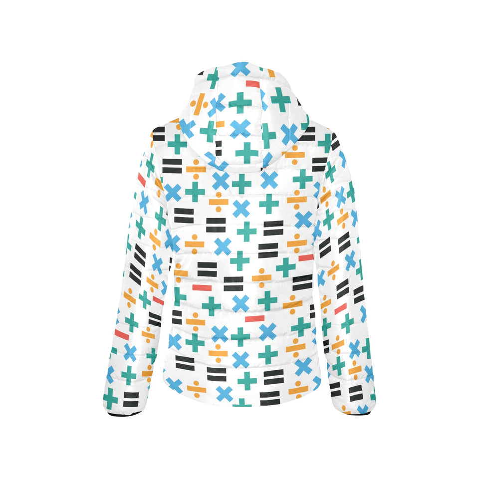 Math Pattern Print Design 05 Women's Padded Hooded Jacket