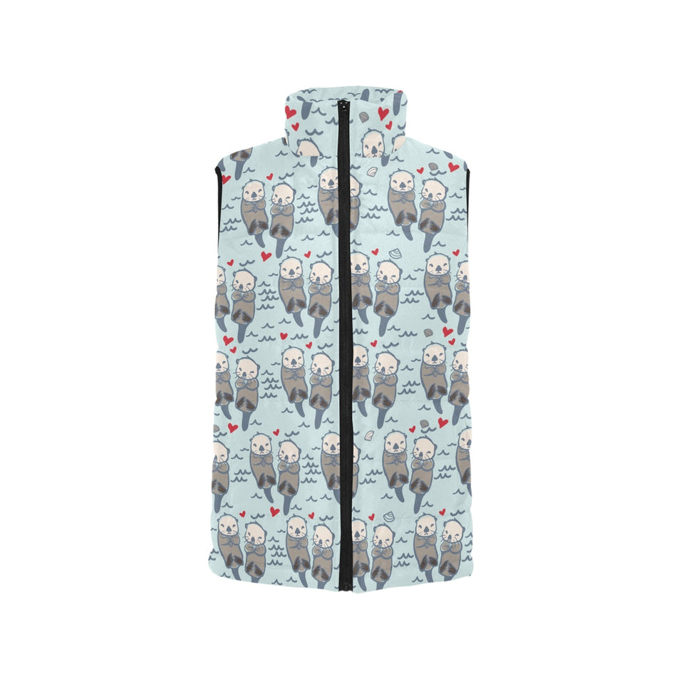 Lovely Sea Otter Pattern Men's Padded Vest