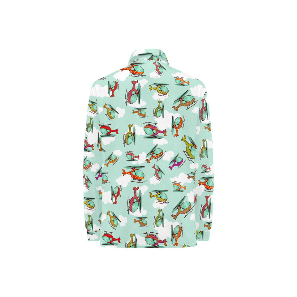 Helicopter design pattern Women's Long Sleeve Polo Shirt