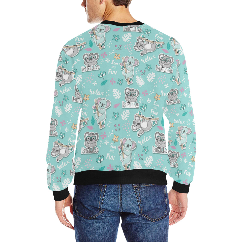 Cute koalas blue background pattern Men's Crew Neck Sweatshirt
