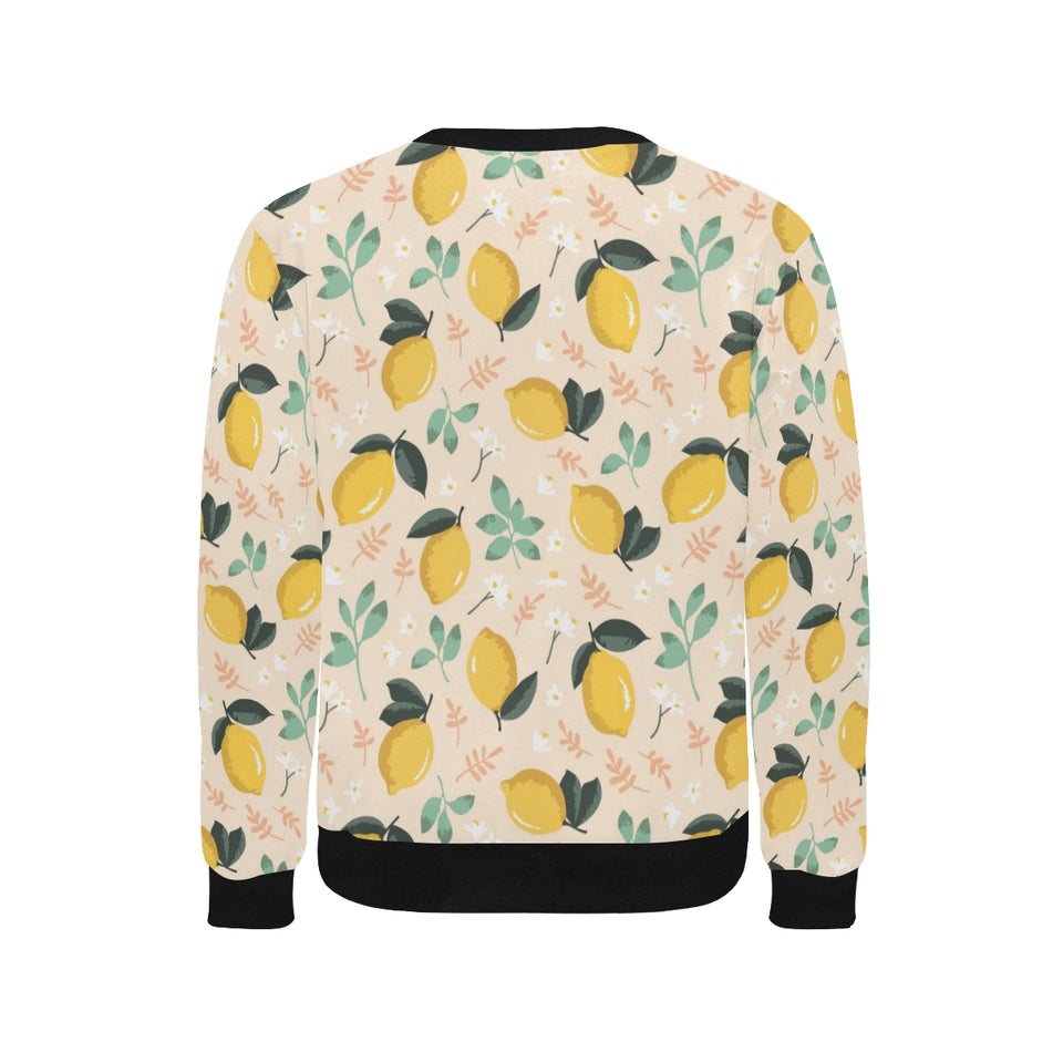 lemon flower leave pattern Men's Crew Neck Sweatshirt