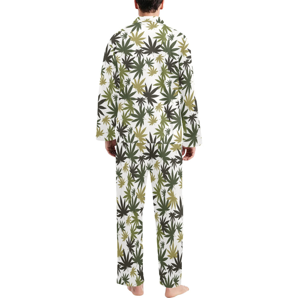 Canabis Marijuana Weed Pattern Print Design 05 Men's Long Pajama Set