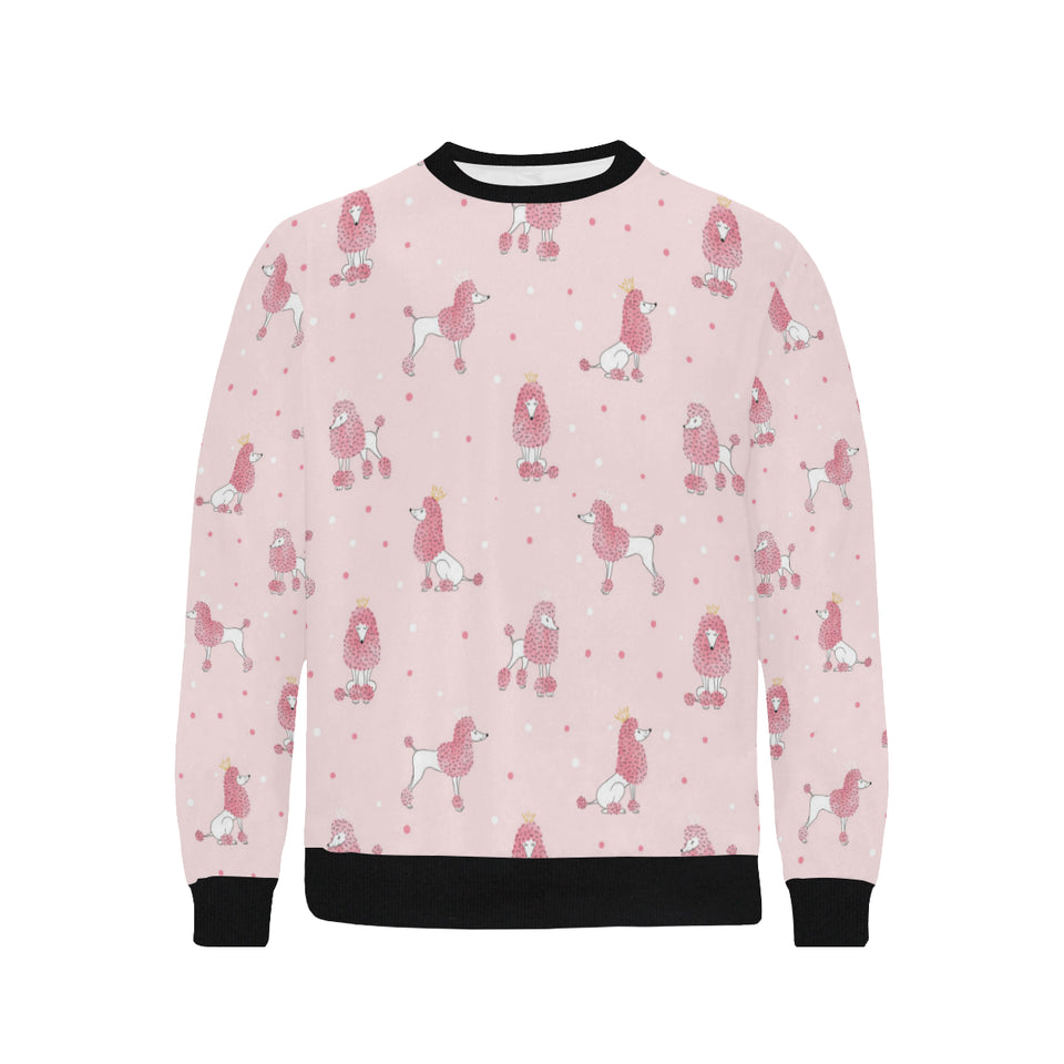 Poodle dog pink color theme Men's Crew Neck Sweatshirt