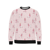 Poodle dog pink color theme Men's Crew Neck Sweatshirt