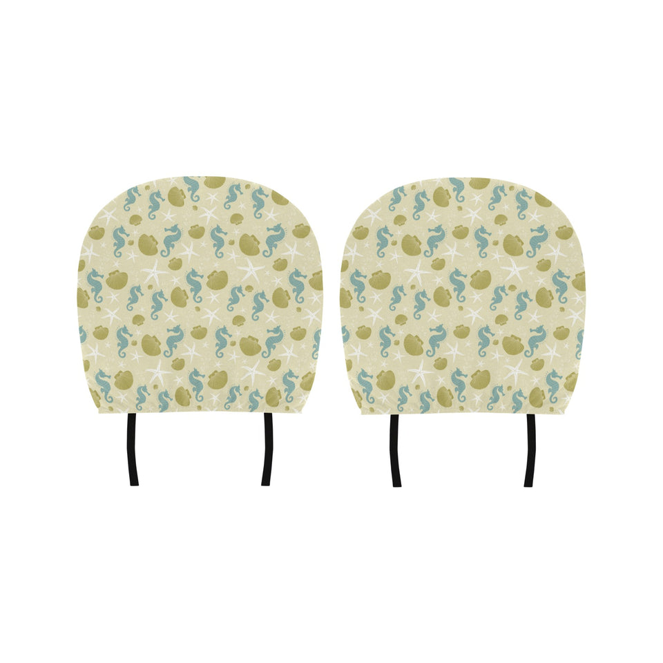 Seahorse shell starfish pattern background Car Headrest Cover